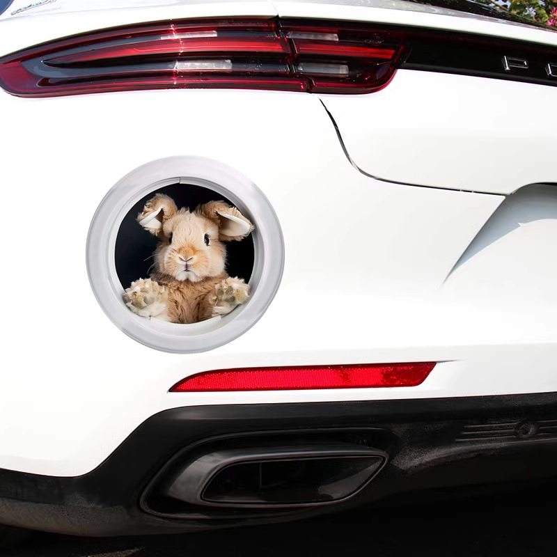 3D立体高真可爱兔子车贴汽车车身划痕遮挡贴纸车窗三角玻璃装饰贴