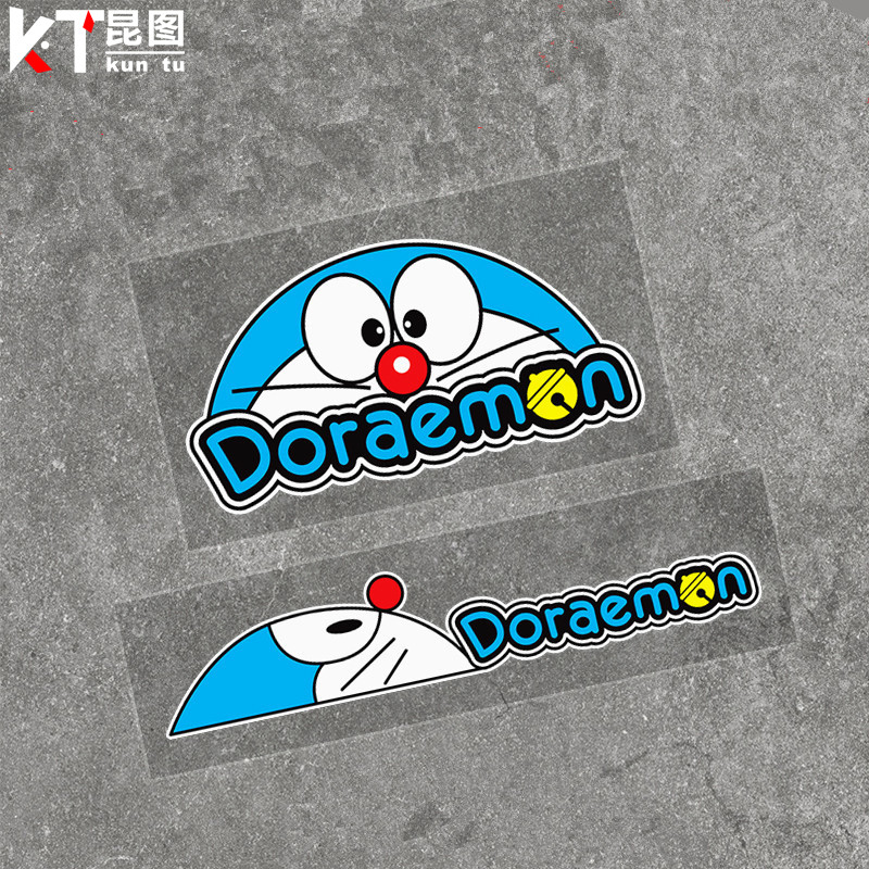 叮当猫车贴 汽车电动摩托车贴纸可爱卡通哆啦A梦头盔贴划痕遮挡贴