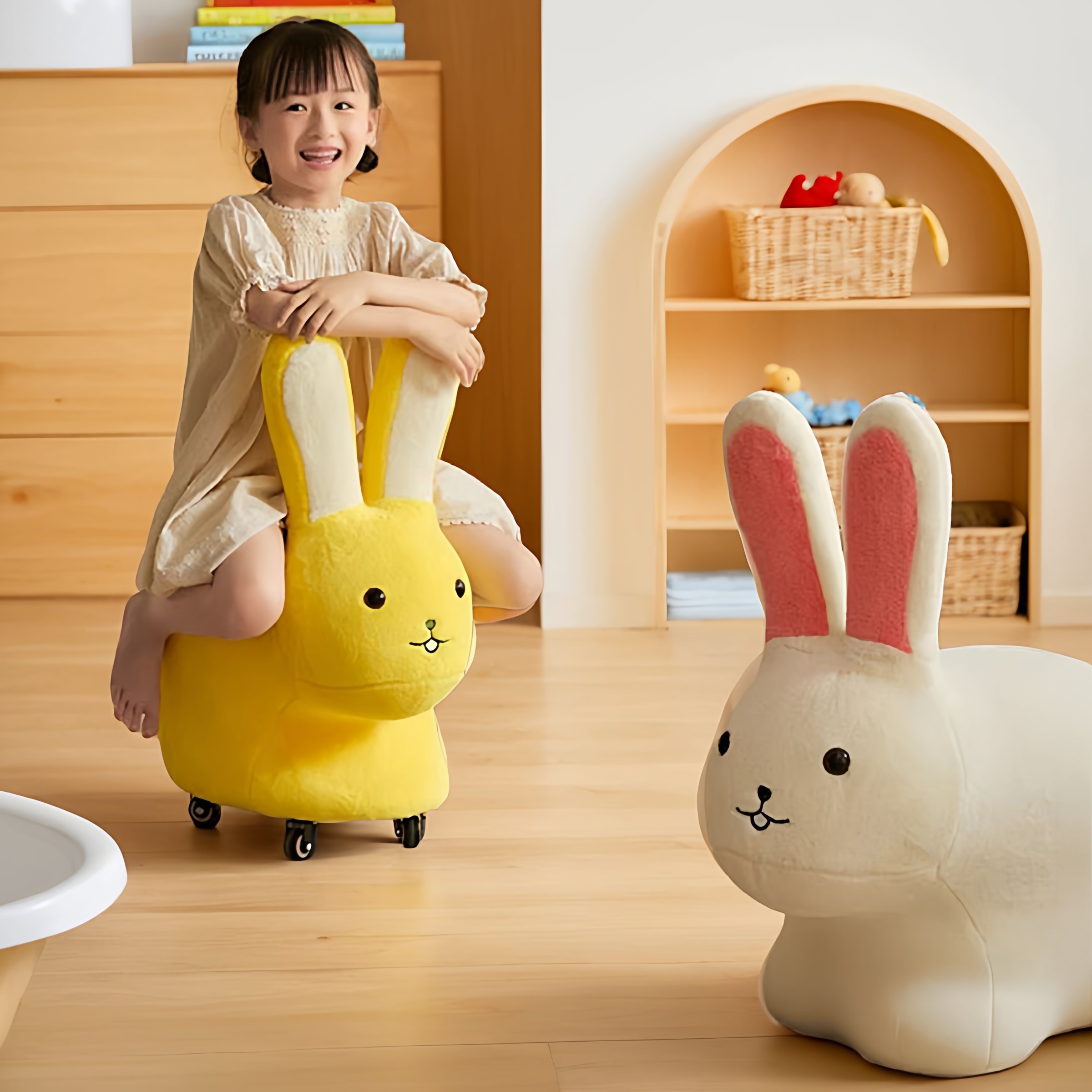 网红小兔子滑轮坐骑玩偶客厅摆件落地动物形凳儿童万向轮座椅矮凳,住宅家具,矮凳,淘宝优惠券,粉丝福利购,淘宝优惠卷