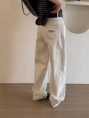 老钱灰白色弯刀裤 女2025早秋新款 宽松高端直筒显瘦 牛仔裤 欧货爆款