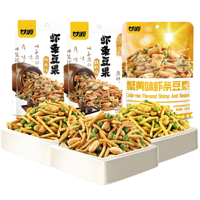 甘源烤肉味/蟹黄味虾条豆果