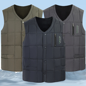 中老年男士 坎肩加厚保暖内外穿马夹 鸭绒丝马甲背心2023秋冬爸爸装