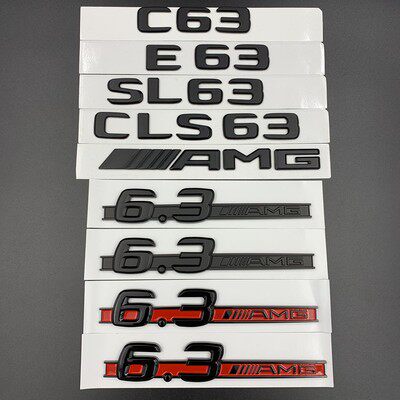 适用奔驰C63 E63 CLS63 SL63后尾标改装车标贴6.3AMG侧标字标黑色