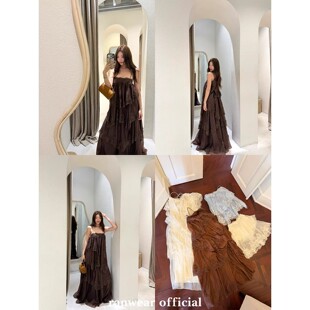 主推!'邂逅巴黎'獨家定染色!重工多层裙摆连衣裙吊带长裙