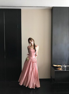偶遇人鱼晚霞'蕨美神裙!重磅法系4M耗料大裙摆吊带连衣裙