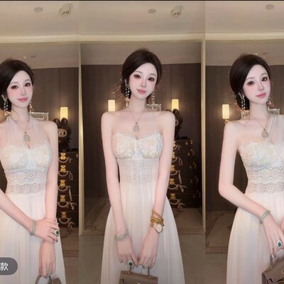 多种穿法白色网纱雪纺连衣裙