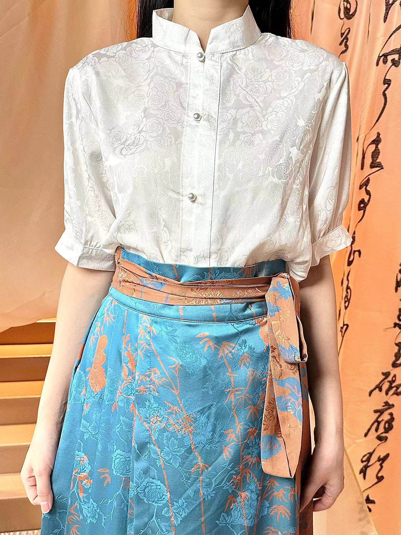妙生莲【浮光影】  国风女装短袖上衣夏季宽松外搭衬衫女抖音同款
