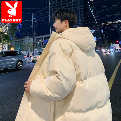花花公子羽绒棉服男款秋冬季加厚保暖面包服潮牌宽松连帽棉衣外套