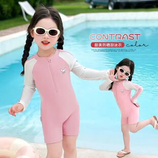 宝宝连体游泳衣女童新款 儿童夏季 泳衣潮 泳装 洋气女孩速干防晒长袖