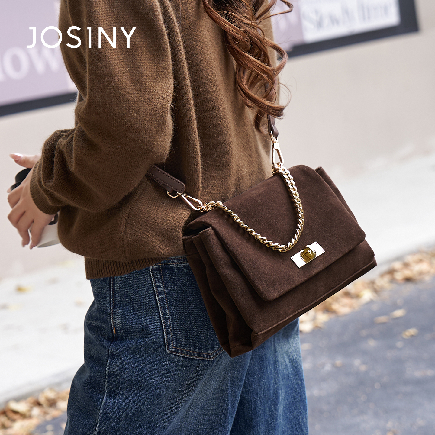 卓诗尼轻奢麂皮绒链条包