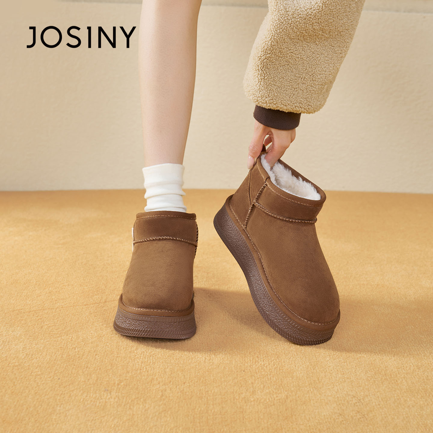 卓诗尼厚底雪地靴冬季加绒保暖