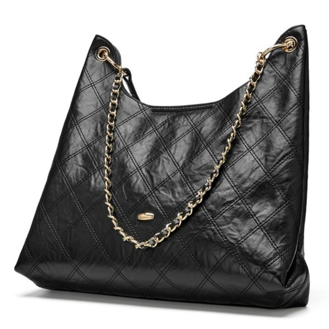 Josiny/卓诗尼小香风菱格纹链条包女单肩斜挎包通勤托特包黑色,箱包皮具/热销女包/男包,通用款女包,淘宝优惠券,粉丝福利购,淘宝优惠卷