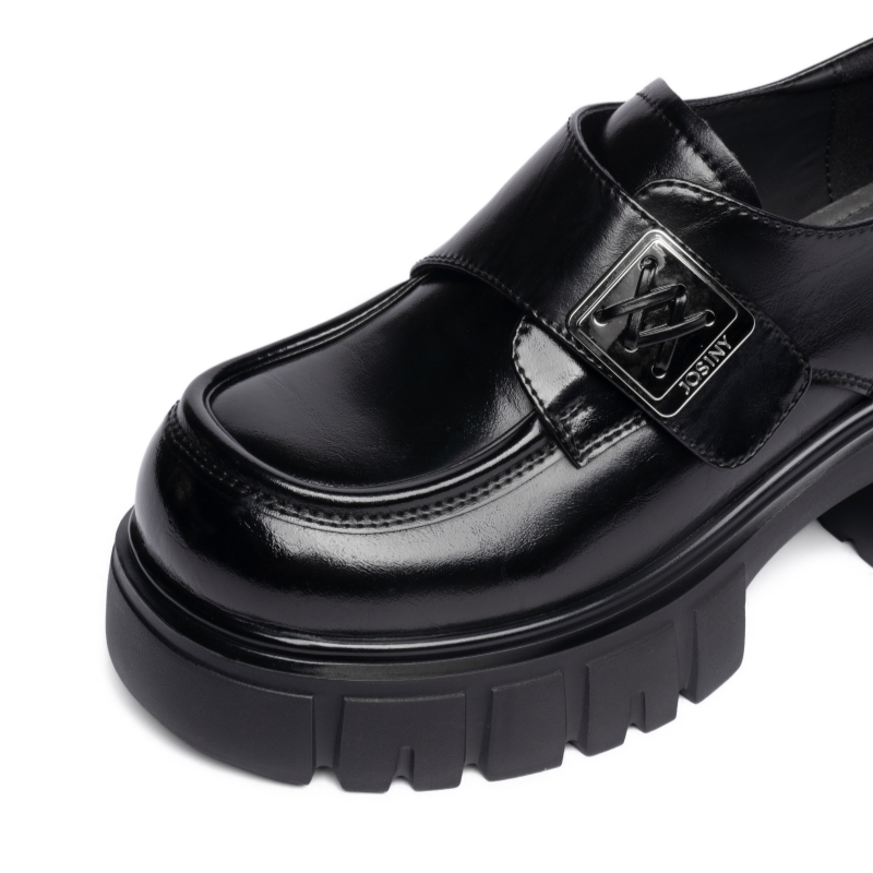 卓诗尼英伦厚底魔术贴玛丽珍鞋