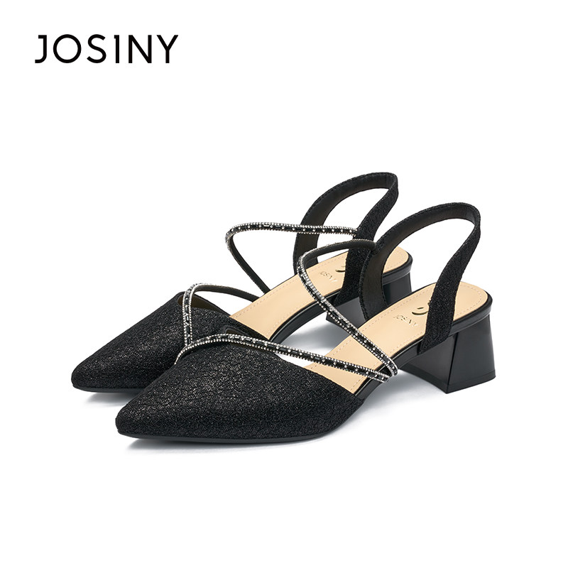 卓诗尼女鞋2024夏款新款高跟凉鞋女包头一字扣线下专柜商场同款