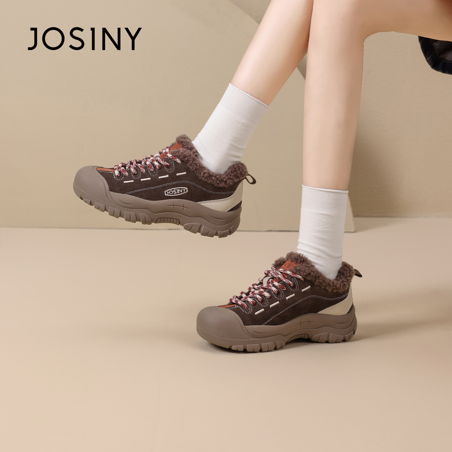 卓诗尼户外登山鞋冬季保暖厚底