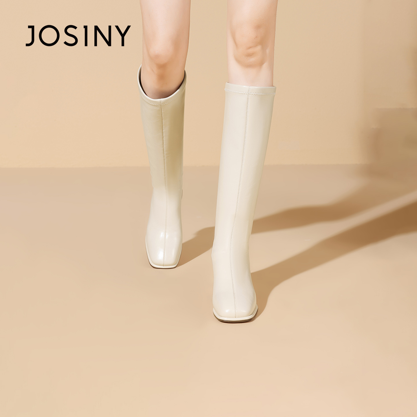 卓诗尼法式方头骑士靴