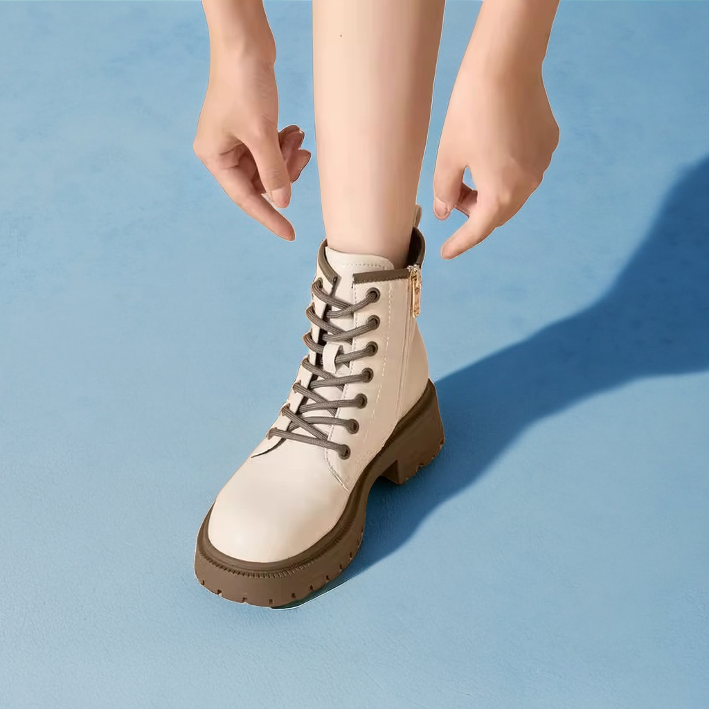 卓诗尼2023马丁靴女鞋短靴新款靴子白靴专柜商场同款351s68355