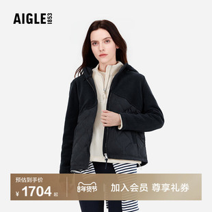 AIGLE艾高Polartec300加厚保暖防风锁温全拉链抓绒休闲上衣女外套