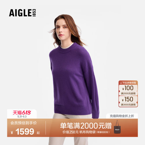 艾高女士上衣套头针织衫圆领毛衣