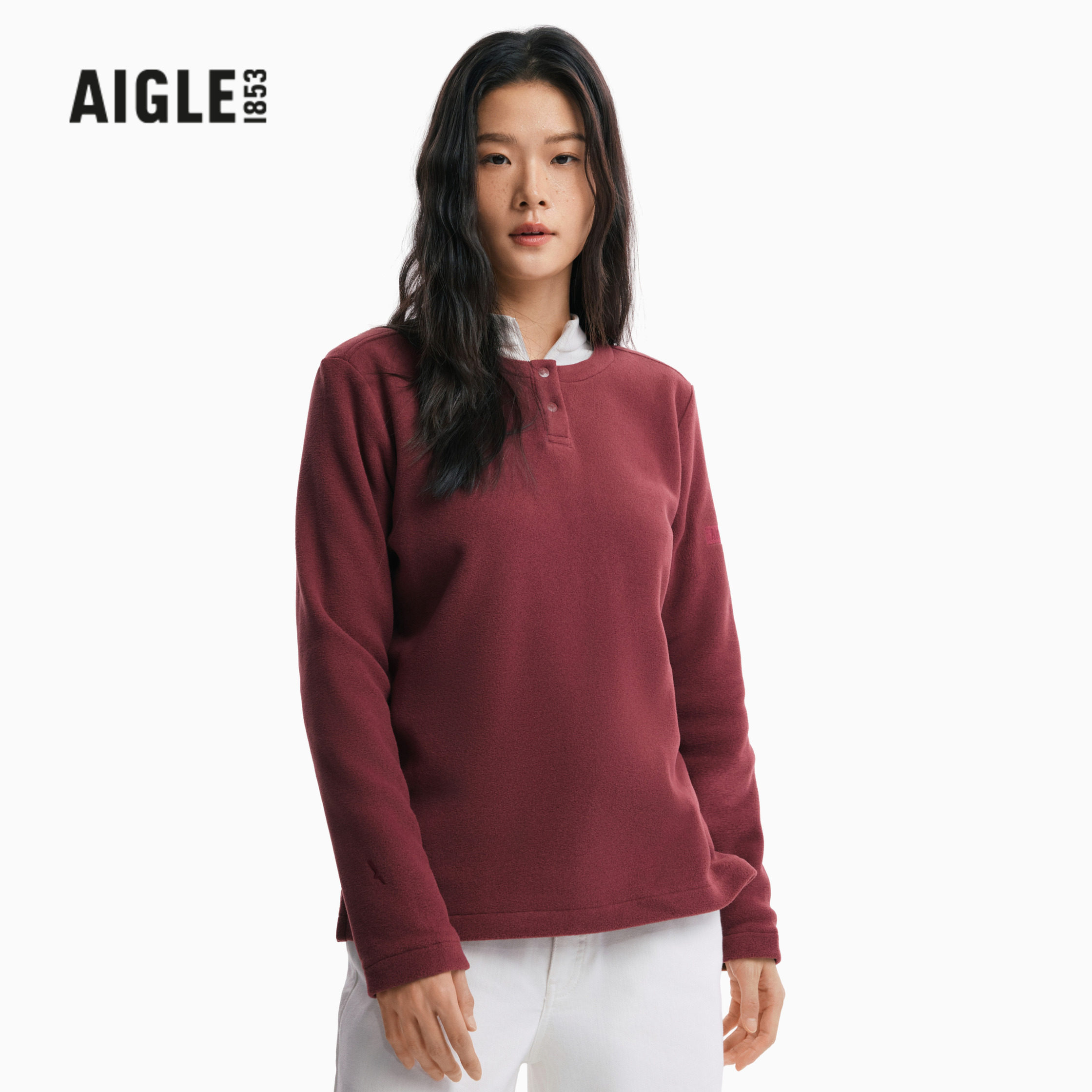 AIGLE艾高女士半拉链抓绒衣polartec户外休闲保暖上衣BW82