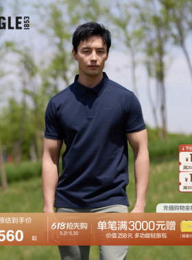 AIGLE艾高夏季速干短袖运动休闲时尚POLO衫法式T恤男士蓝色上衣