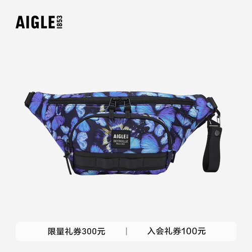 艾高男女同款印花腰包户外防泼水