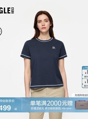 AIGLE艾高女士短袖T恤凉感圆领户外休闲衣百搭正肩内搭上衣BF60