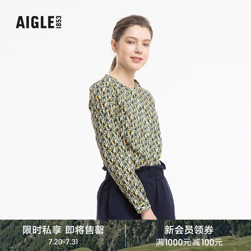 aigle艾高女款半开襟印花衬衫