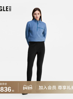 AIGLE春季弹力加绒保暖休闲户外长黑色裤子休闲运动裤子女士