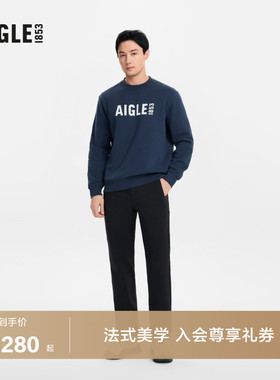 AIGLE艾高春季WR防泼水经典时尚长裤子休闲运动黑色裤子男士裤子