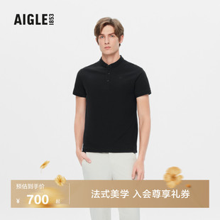 弹性柔软快干DFT速干短袖 吸湿休闲T恤黑色上衣 男士 AIGLE艾高夏季