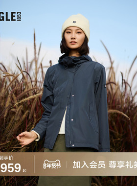 AIGLE艾高春秋季蓝色法式上衣透汽面料运动时尚修身夹克外套女款