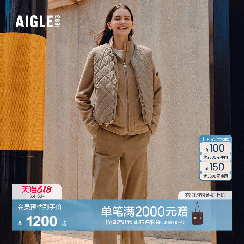 AIGLE艾高女士长裤户外休闲裤子防泼水秋冬季保暖直筒裤BO11