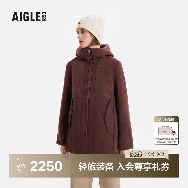 AIGLE艾高Polartec300保暖耐穿收腰全拉链抓绒上衣女外套BD33