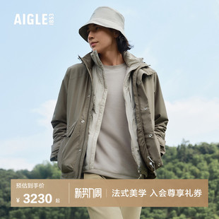 AIGLE艾高男士 棉袄棉衣 棉服外套PERTEX轻量户外防水透汽上衣冬季