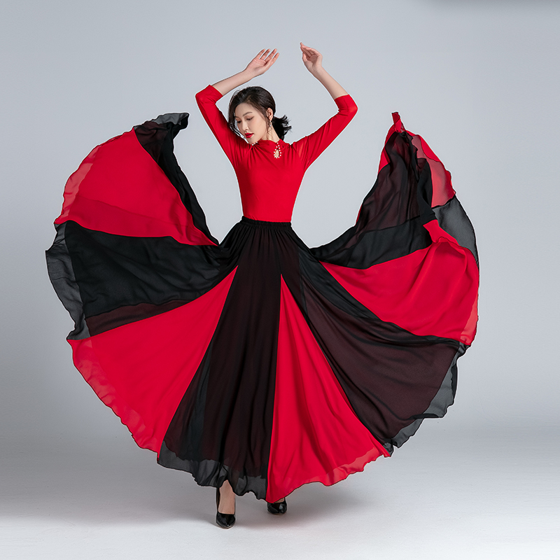 广场舞显瘦新疆大摆雪纺长裙蕗依