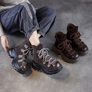2025新款爆款靴子女冬季加绒小个子马丁靴女设计感小众英伦风真皮