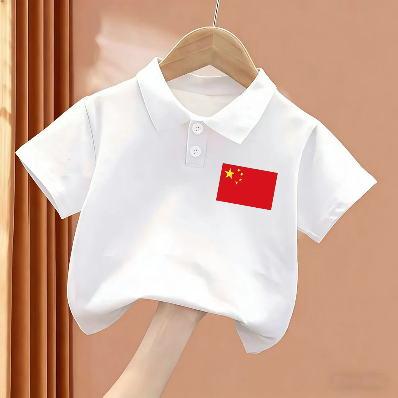 男女童国潮五星夏季纯棉Polo衫t恤六一儿童表演合唱翻领短袖上衣