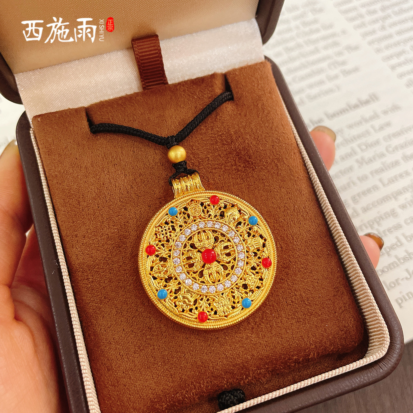 金店同款沙金铜镂空珐琅彩吉祥八宝罗盘项链吊坠福运吉祥毛衣链女,饰品/流行首饰/时尚饰品新,项链,淘宝优惠券,粉丝福利购,淘宝优惠卷