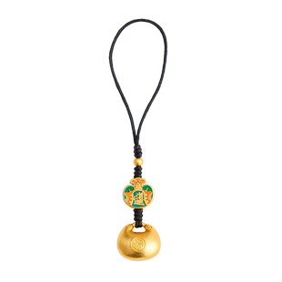 沙金铜小胖福锁手机链挂件铃铛福袋平安包包钥匙挂饰挂绳男女礼品