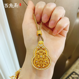 金店同款沙金葫芦随身佛项链吊坠点钻花丝新中式福禄毛衣链女礼物