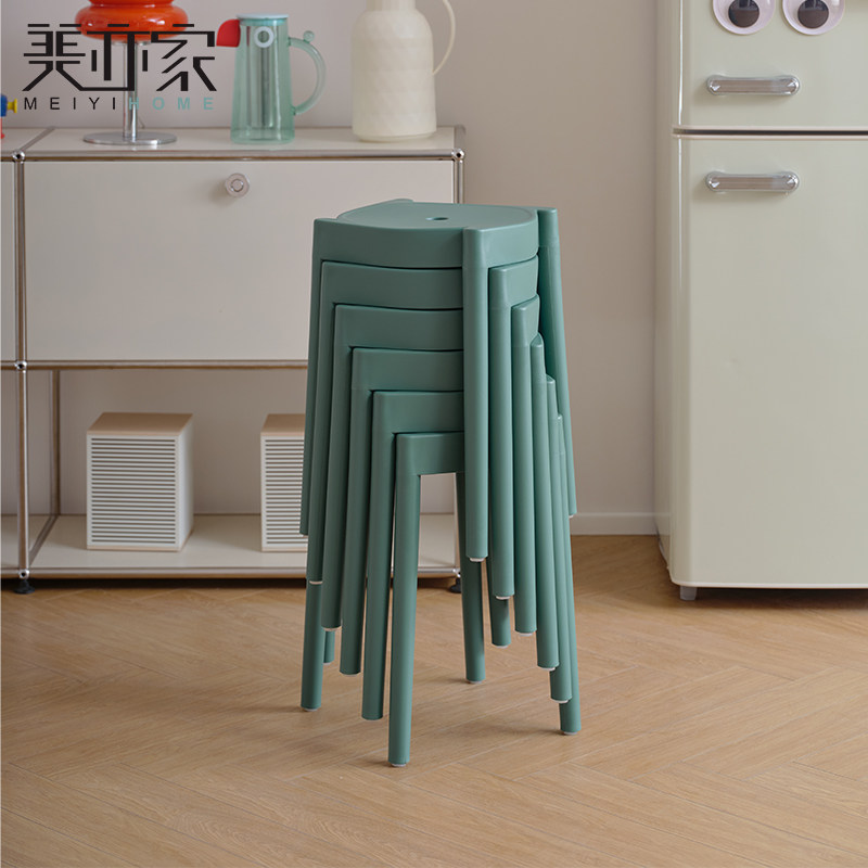 简约塑料凳子加厚可叠放高板凳风车凳中古绿轻奢高级感餐桌凳圆凳,住宅家具,其它凳子,淘宝优惠券,粉丝福利购,淘宝优惠卷