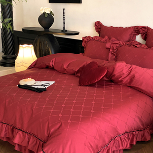 结婚四件套纯棉全棉2025新款轻奢高级感婚庆大红色年轻人日常可用