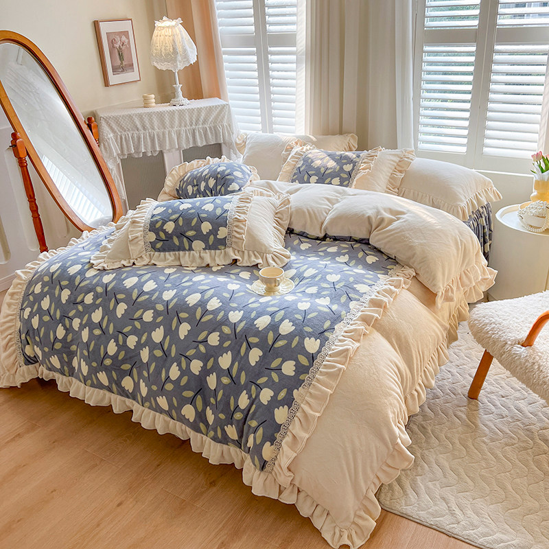 南通床上高密牛奶绒四件套冬床裙款高端 秋冬2026年新款被套保暖