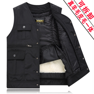 冬季 改良羔羊毛皮草皮毛一体中老年可拆卸皮毛背心老人狐狸毛马甲