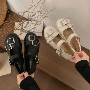 复古皮带扣内增高平底玛丽珍鞋女2026春季新款百搭通勤浅口单鞋子