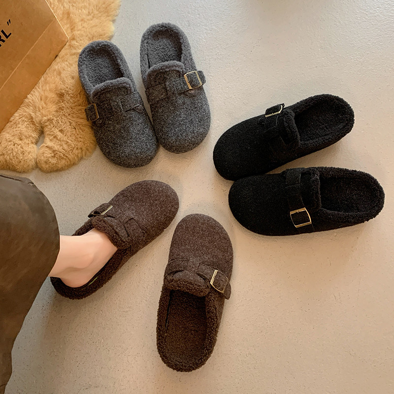 厚底增高4CM包头半拖勃肯鞋2026新款一脚蹬加绒毛毛拖鞋女冬外穿,女鞋,毛毛鞋,淘宝优惠券,粉丝福利购,淘宝优惠卷