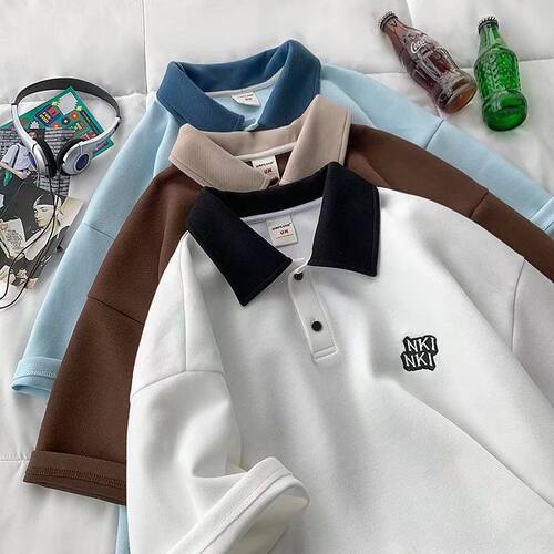 夏季polo衫男短袖黑色有翻领保罗体恤薄款上衣服男装半袖体恤