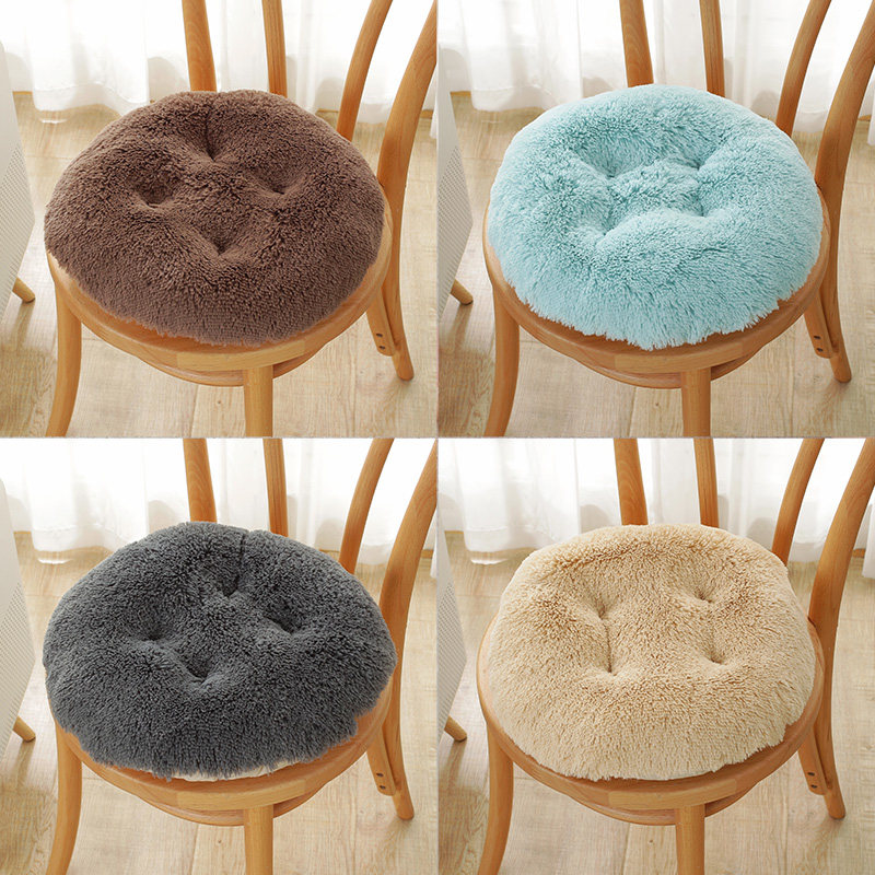 圆形久坐椅垫长毛绒纯色椅垫办公室屁股学生简约凳子坐垫透气椅垫