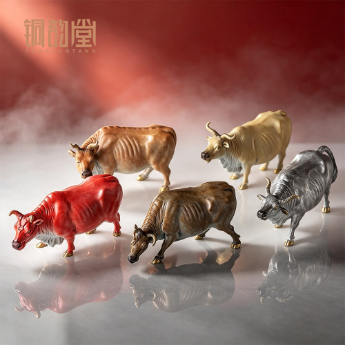彩铜五福牛摆件故宫文创乔迁礼品